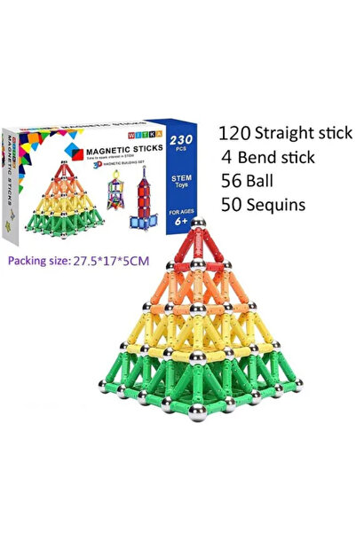 witka STEM Magnetic Construction Set, 230 Pieces — Educational Magnetic Rods & Balls for Kids 6+