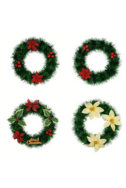 Poro Online Coroană decorativă de Crăciun 23 cm, cu decorațiuni asortate, diverse modele (en-gros)