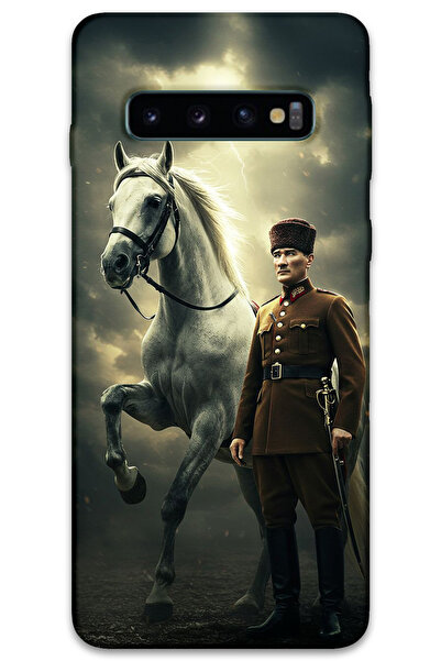 MRCİLETİSİM غطاء خلفي لهاتف سامسونج جالاكسي S10 بنمط HD مطبوع - أتاتورك شيمبك