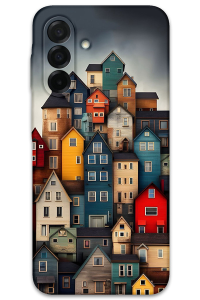 MRCİLETİSİM غطاء خلفي لهاتف سامسونج جالاكسي A17 بنمط HD مطبوع - منازل ملونة