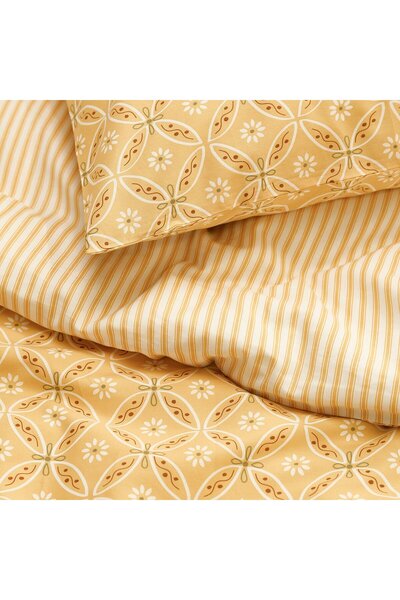 AZOZ MERCHLY Duvet cover and 2 pillowcases, yellow/multicolour, 240x220/50x80 cm