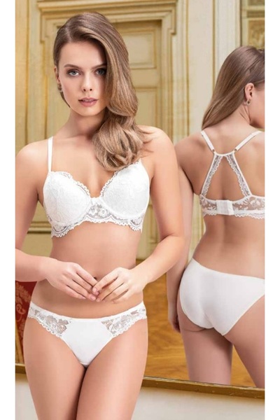 by İGP Unpadded and Unlined Back Detail Bra and Panty Set