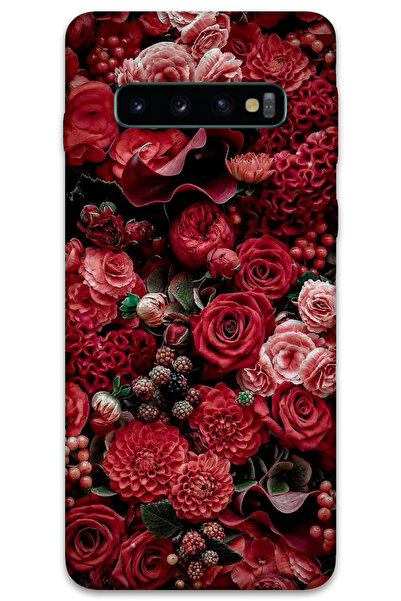 MRCİLETİSİM غطاء خلفي لهاتف سامسونج جالاكسي S10 بلس بنمط HD مطبوع - ورود