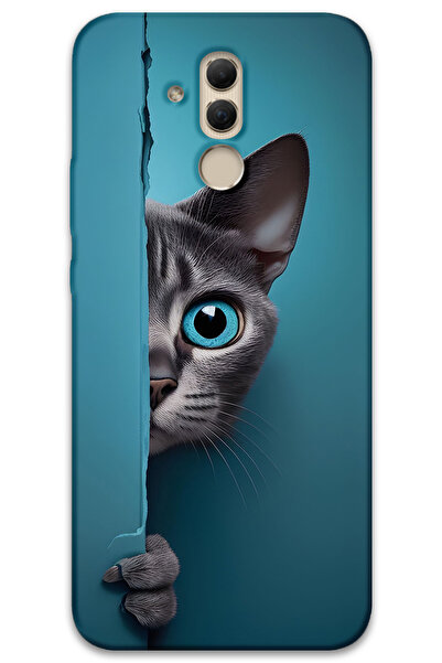 MRCİLETİSİM غطاء خلفي لهاتف هواوي ميت 20 لايت بنمط HD مطبوع - قطة ذات عيون زرقاء