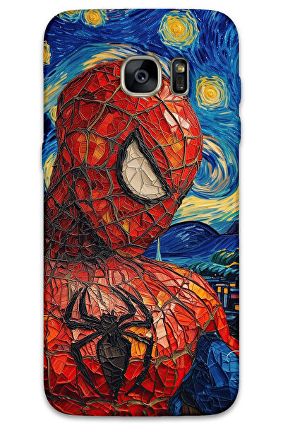 MRCİLETİSİM غطاء خلفي لهاتف سامسونج جالاكسي S7 إيدج بنمط HD مطبوع - سبايدر مان