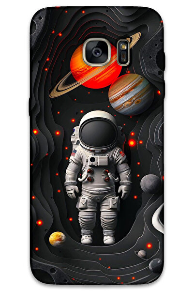 MRCİLETİSİM غطاء خلفي لهاتف سامسونج جالاكسي S7 إيدج بنمط HD مطبوع - كواكب روا...