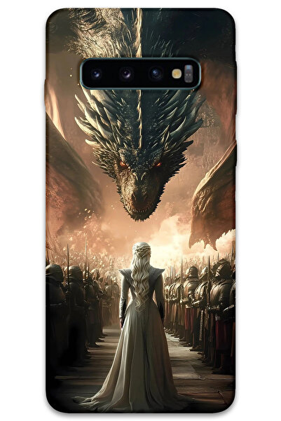 MRCİLETİSİM غطاء خلفي لهاتف سامسونج جالاكسي S10 بنمط HD مطبوع - التنانين