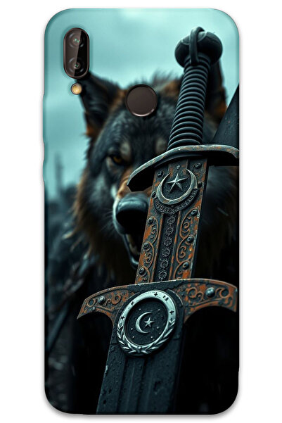 MRCİLETİSİM غطاء خلفي لهاتف هواوي P20 لايت بنمط HD مطبوع - سيف نجمة القمر