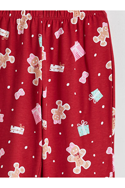 LC Waikiki Özmarka New Season Elastic Waist New Year's Themed Girls' Pajama Bottoms