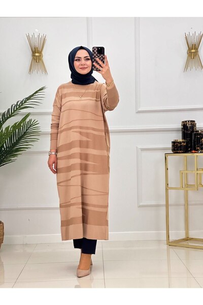 Valens Butik Patterned Mercerized Hijab Tunic Yelda