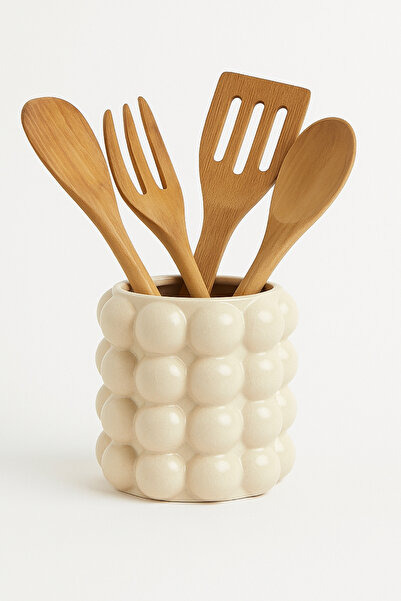 GENGSİ Meturas Bubble Ceramic Vase and Spoon Holder Decorative Organizer 13 X 10 cm
