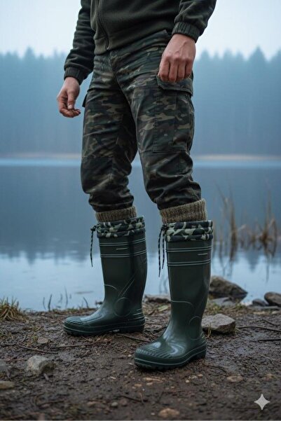 fort 1197 Ulaş Sheepskin Lined 40 cm Length Pvc 100% Waterproof Agricultural Farmer Irrigation Work Boots