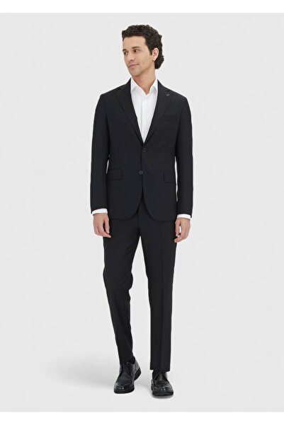 Ramsey Black Striped Zeroweight Slim Fit 100% Wool Suit