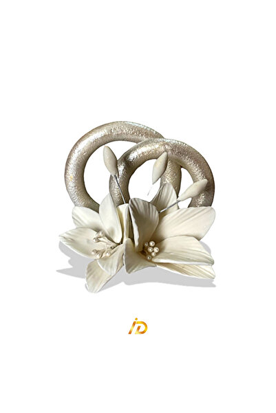 Ingrediente Dulci 2G Impex – Decorațiuni din zahăr – Inele de logodnă argintii cu crini (Verighete) – 1 buc.