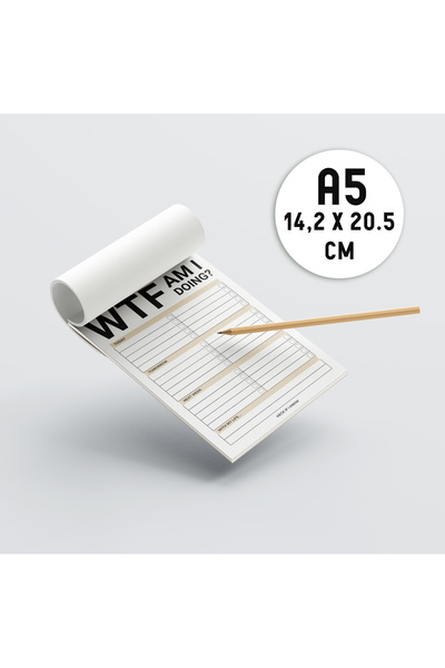 BUNILU Set carnet planificator dimensiune A5, blocnotes patrat si creion, model WTF am i doing