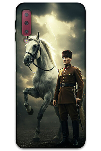 MRCİLETİSİM غطاء خلفي لهاتف سامسونج جالاكسي A7 2018 بنمط HD مطبوع - أتاتورك ش...