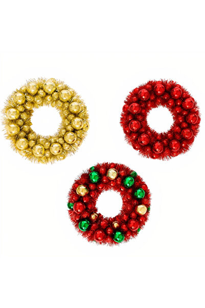 Issa Decorative Christmas Wreath 35 cm with Baubles and Sparkling Tinsel model Rosu