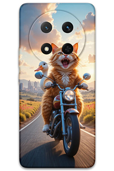 MRCİLETİSİM غطاء خلفي لهاتف هواوي هونور ماجيك 7 لايت بنمط HD مطبوع - قطة مجنونة