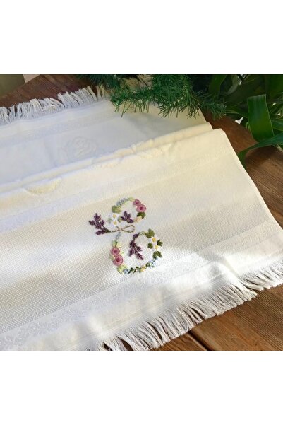 Home 50X90 Hand Embroidery Flower E Letter Embroidered Hand Face Towel