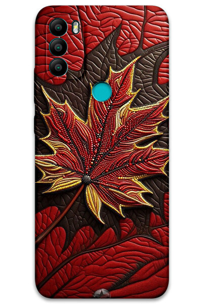 MRCİLETİSİM غطاء خلفي من جينرال موبايل GM 21 Plus Pattern مطبوع - غطاء خلفي - أوراق حمراء