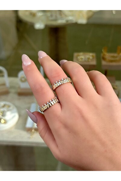 SU PERİSİ TAKI BİJUTERİ خاتم مرصع بحجر الزركون الذهبي القابل للتعديل