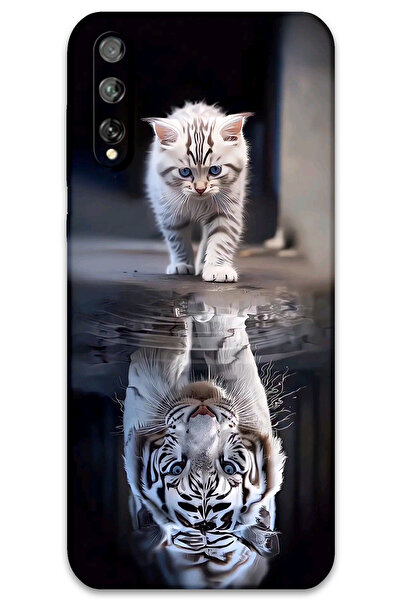 MRCİLETİSİM غطاء خلفي لهاتف هواوي P Smart S / Y8P بنمط HD مطبوع - انعكاس القطط