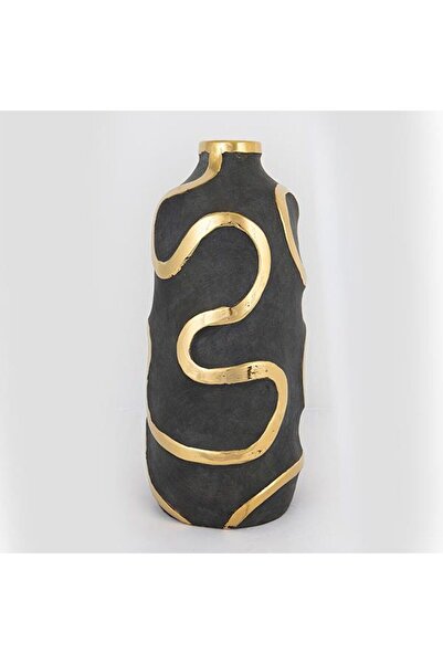 EUROLAMP ceramic vase H45 cm dark grey-gold