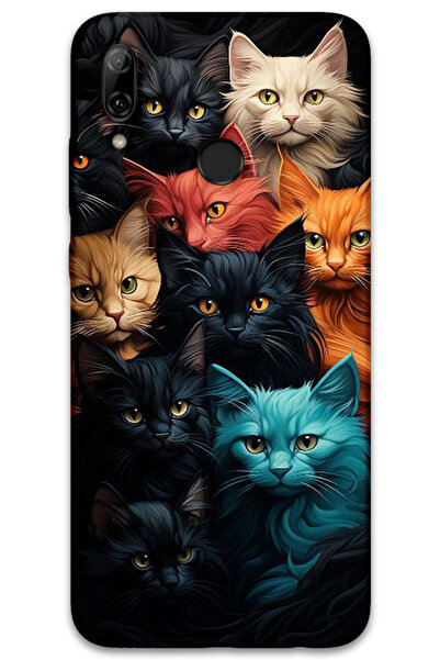 MRCİLETİSİM غطاء خلفي لهاتف هواوي بي سمارت 2019 بنمط HD مطبوع - قطط ملونة