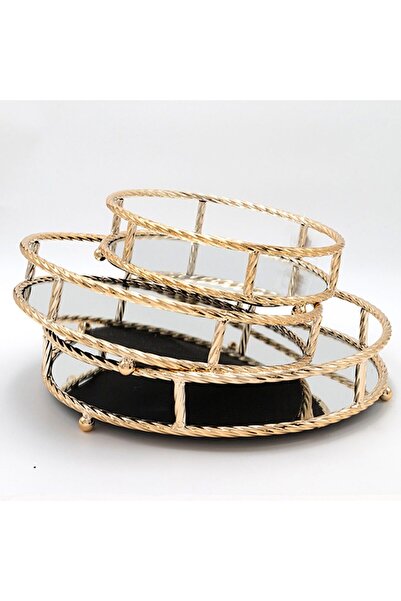 EUROLAMP Set de 3 tăvi rotunde aurii-oglindă, Ø27, 32, 37 cm