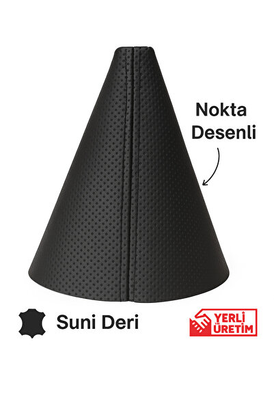 deriny Skoda Octavia Siyah Deri Üzerine Nokta Desenli Vites Körüğü