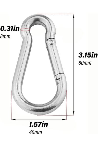 genernic 3.15 Inch Spring Snap Hook Carabiner 4-Pack - Heavy Duty Stainless Steel