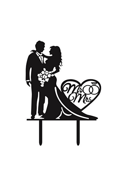 Mirific Party Black cake topper, 180x130x1.5 mm, wedding, mr mrs