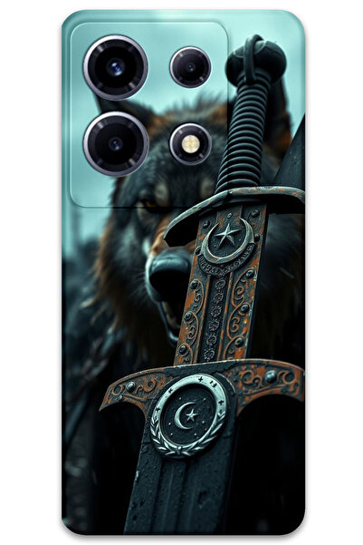 MRCİLETİSİM غطاء خلفي لهاتف انفينيكس نوت 30 VIP بنمط HD B مطبوع - سيف نجمة القمر