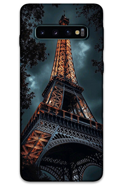 MRCİLETİSİM غطاء خلفي لهاتف سامسونج جالاكسي S10 بلس بنمط HD مطبوع - برج ايفل