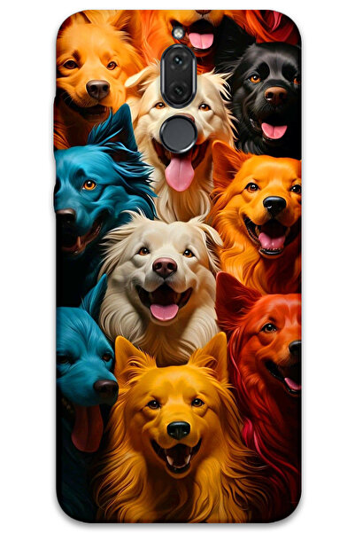 MRCİLETİSİM غطاء خلفي لهاتف هواوي ميت 10 لايت بنمط HD مطبوع - كلاب ملونة