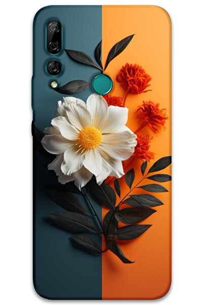 MRCİLETİSİM غطاء خلفي لهاتف هواوي Y9 برايم 2019 بنمط HD مطبوع - زهرة بيضاء بر...