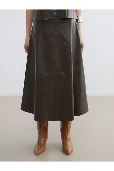 LC Waikiki Lcw Vision Buy Zippered A-Line Leather-Look Skirt