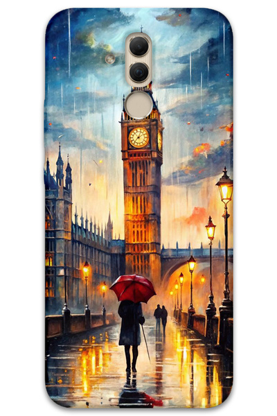 MRCİLETİSİM غطاء خلفي لهاتف هواوي ميت 20 لايت بنمط HD مطبوع - برج الساعة