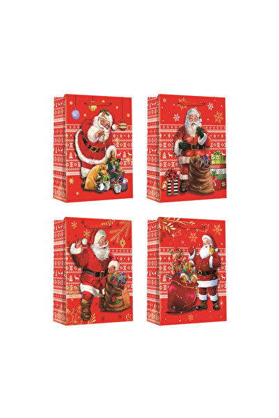 Mirific Party Set de 4 pungi cadou, roșii, 23 x 18 x 10 cm, Moș Crăciun, PPPZ...