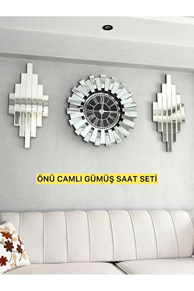 PAŞABAHÇE CAM ÖNÜ CAMLI GÜMÜŞ SAAT SETİ