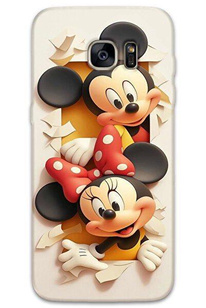 MRCİLETİSİM غطاء خلفي لهاتف سامسونج جالاكسي S7 ايدج HD Pattern مطبوع - ميكي 2