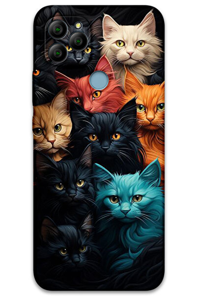 MRCİLETİSİM غطاء خلفي من جينرال موبايل GM 22 بنمط HD مطبوع - قطط ملونة