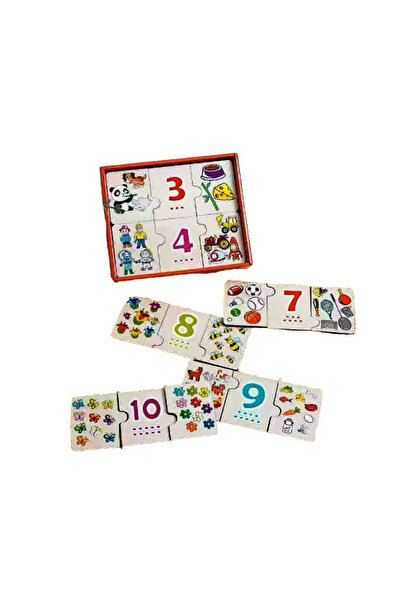 Eom Puzzle Montessori din lemn – Puzzle educativ din 3 piese, cu seturi și numere, pentru copii