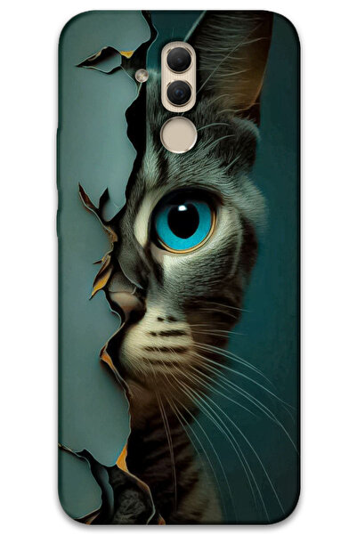 MRCİLETİSİM غطاء خلفي لهاتف هواوي ميت 20 لايت بنمط HD مطبوع - القط الأزرق