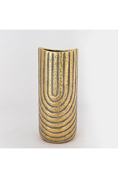 EUROLAMP ceramic vase H28 cm grey-gold