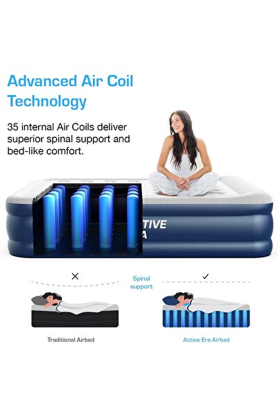 Active Era Luxury King Air Bed with Built-in Electric Pump and Pillow (Queen Size)