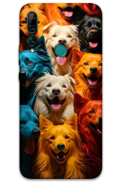 MRCİLETİSİM غطاء خلفي لهاتف هواوي Y9 برايم 2019 بنمط HD مطبوع - كلاب ملونة