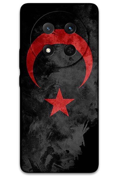 MRCİLETİSİM غطاء خلفي لهاتف هواوي هونور ماجيك 7 لايت بنمط HD مطبوع - علم أسود