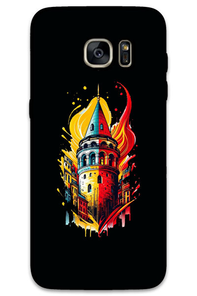 MRCİLETİSİM غطاء خلفي لهاتف سامسونج جالاكسي S7 إيدج بنمط HD مطبوع - أصفر أحمر...