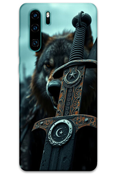 MRCİLETİSİM غطاء خلفي متوافق مع هاتف هواوي P30 Pro بنمط HD مطبوع - سيف نجمة ا...